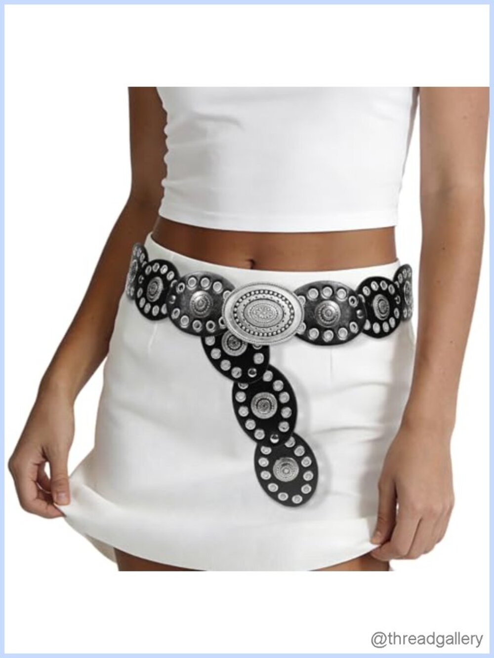 Western Concho Chain Belt with Turquoise Alloy Metal Lobster Clasp